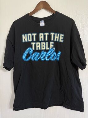 Y2K M&O Knits Not At The Table Carlos Vegas Lights T Shirt Size XL Black